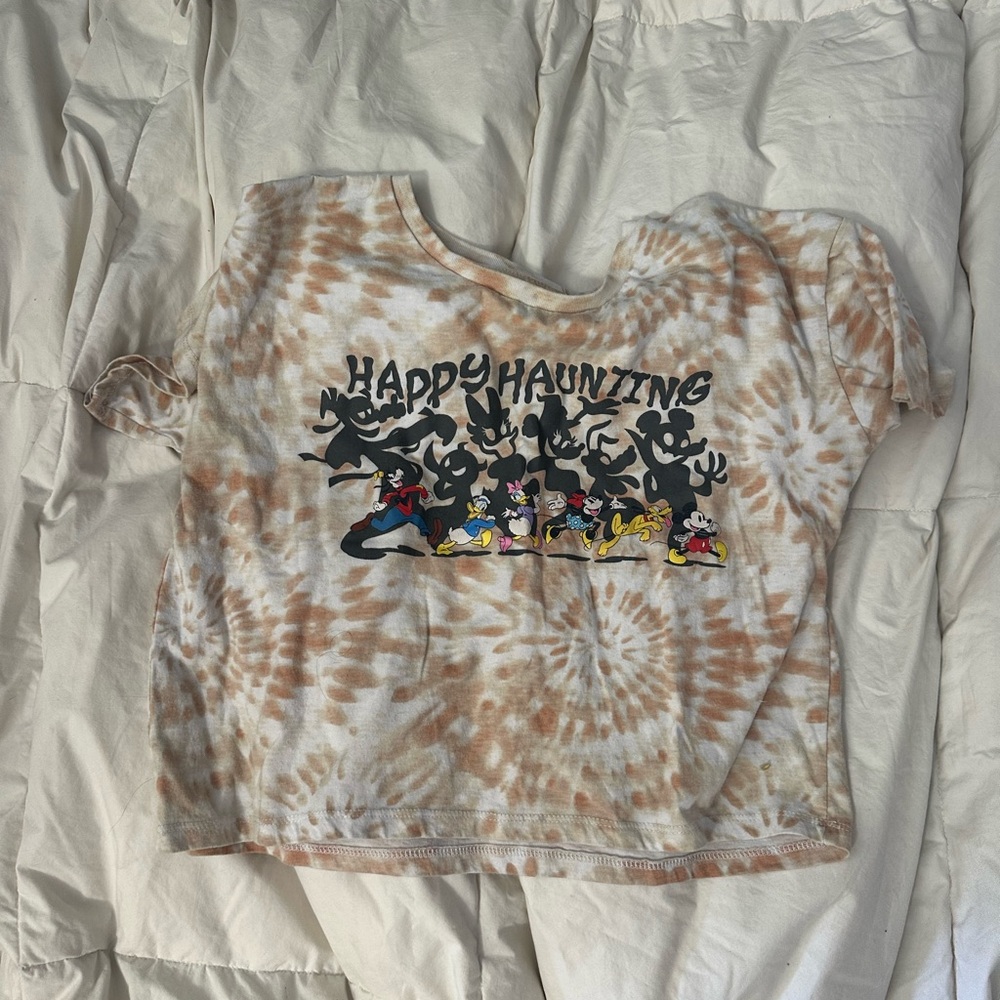 Disney Kids Happy Haunting Tie-Dye T-Shirt - Brown and White